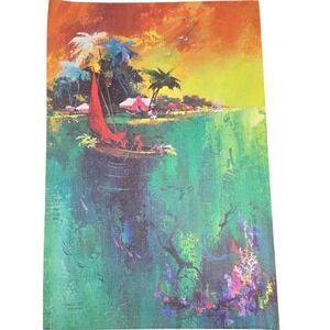 Bermuda on green painting print canvas picture placemat abstract art 16x11